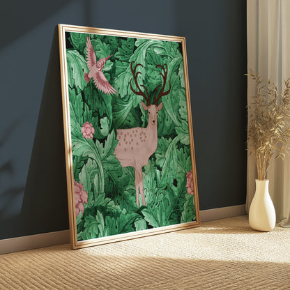 Premium Poster of William Morris Deer and Bird Abstract Art Posters