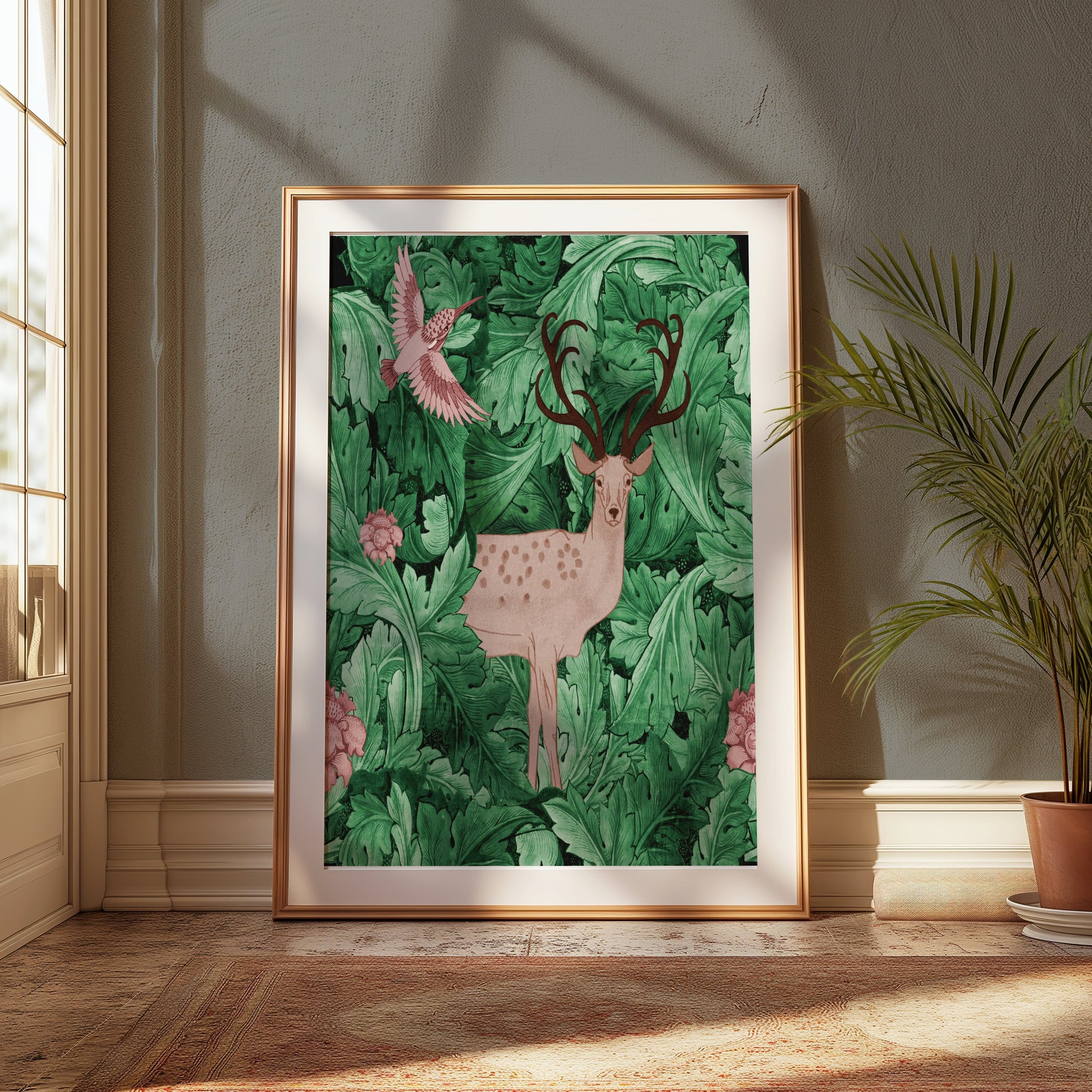 Premium Poster of William Morris Deer and Bird Abstract Art Posters