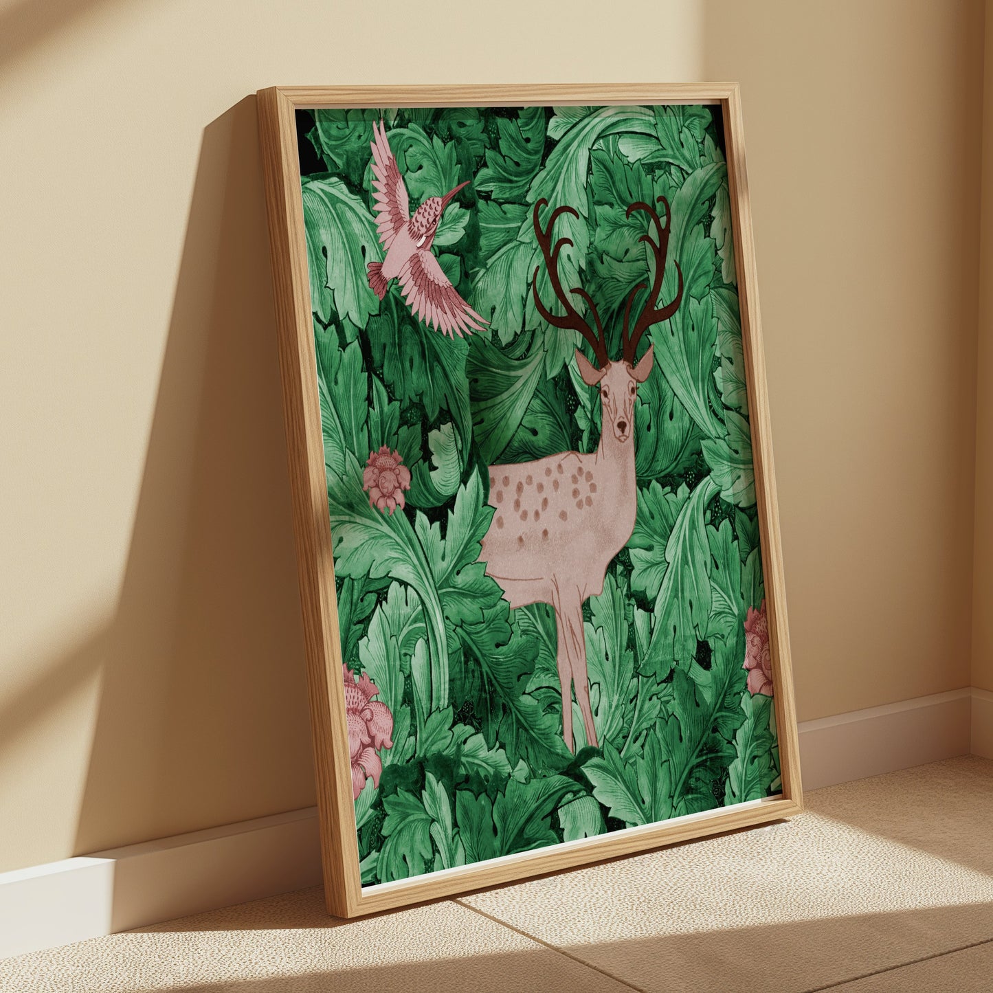 Premium Poster of William Morris Deer and Bird Abstract Art Posters