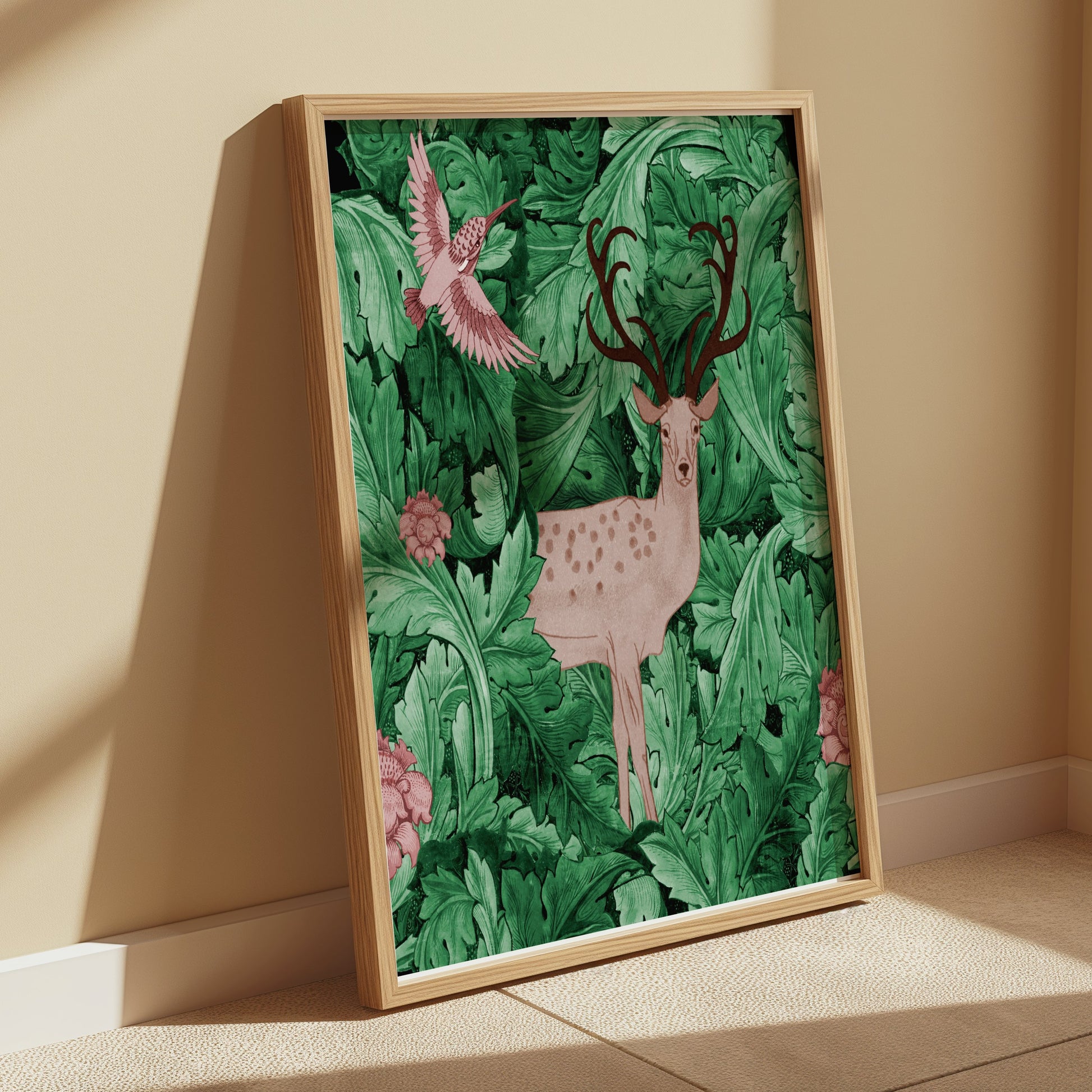 Premium Poster of William Morris Deer and Bird Abstract Art Posters