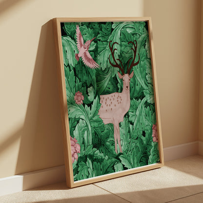 Premium Poster of William Morris Deer and Bird Abstract Art Posters