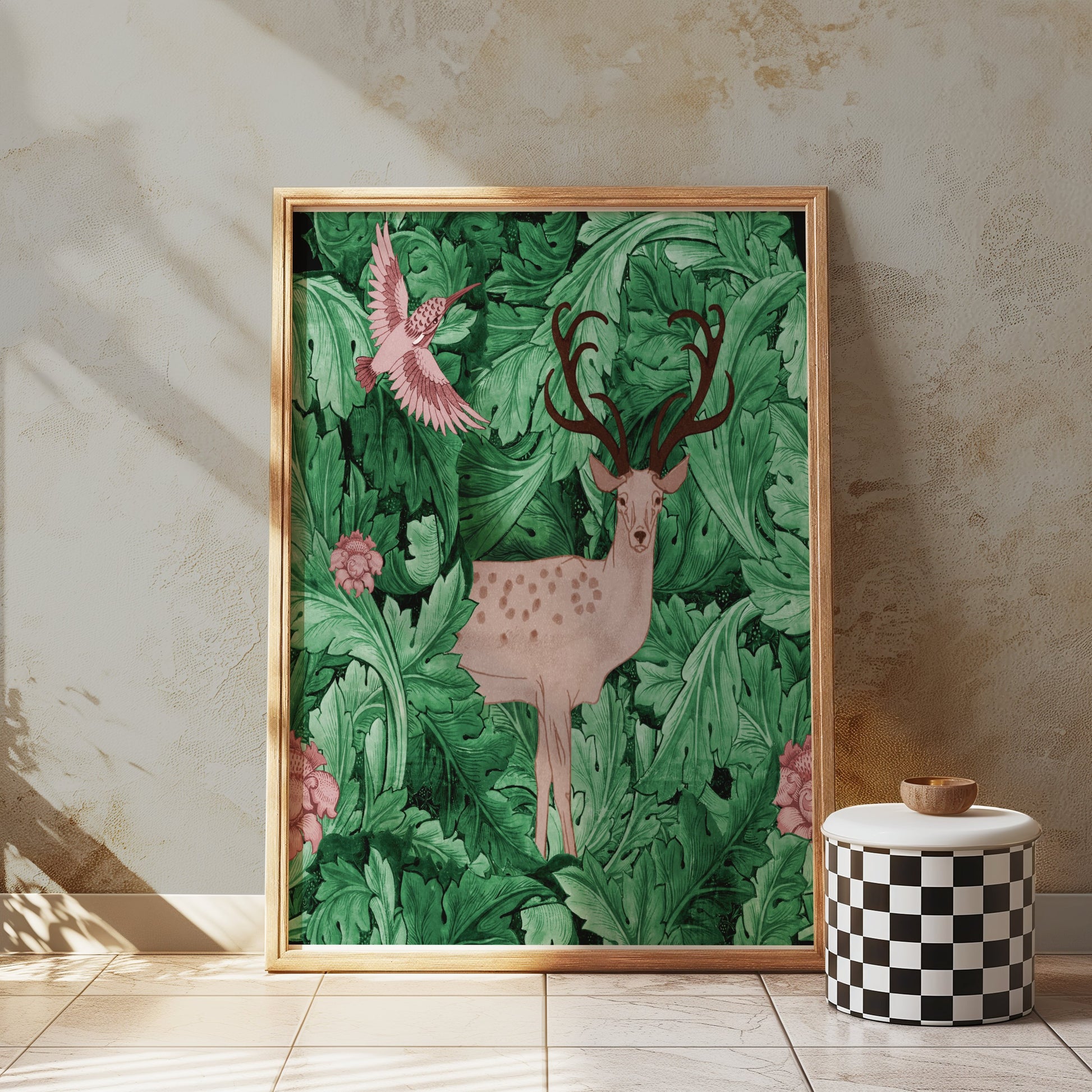 Premium Poster of William Morris Deer and Bird Abstract Art Posters