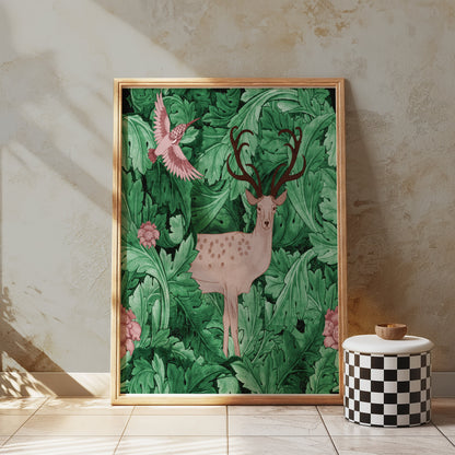 Premium Poster of William Morris Deer and Bird Abstract Art Posters