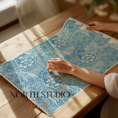 Premium Poster of William Morris Floral Design Blue Detailed Posters