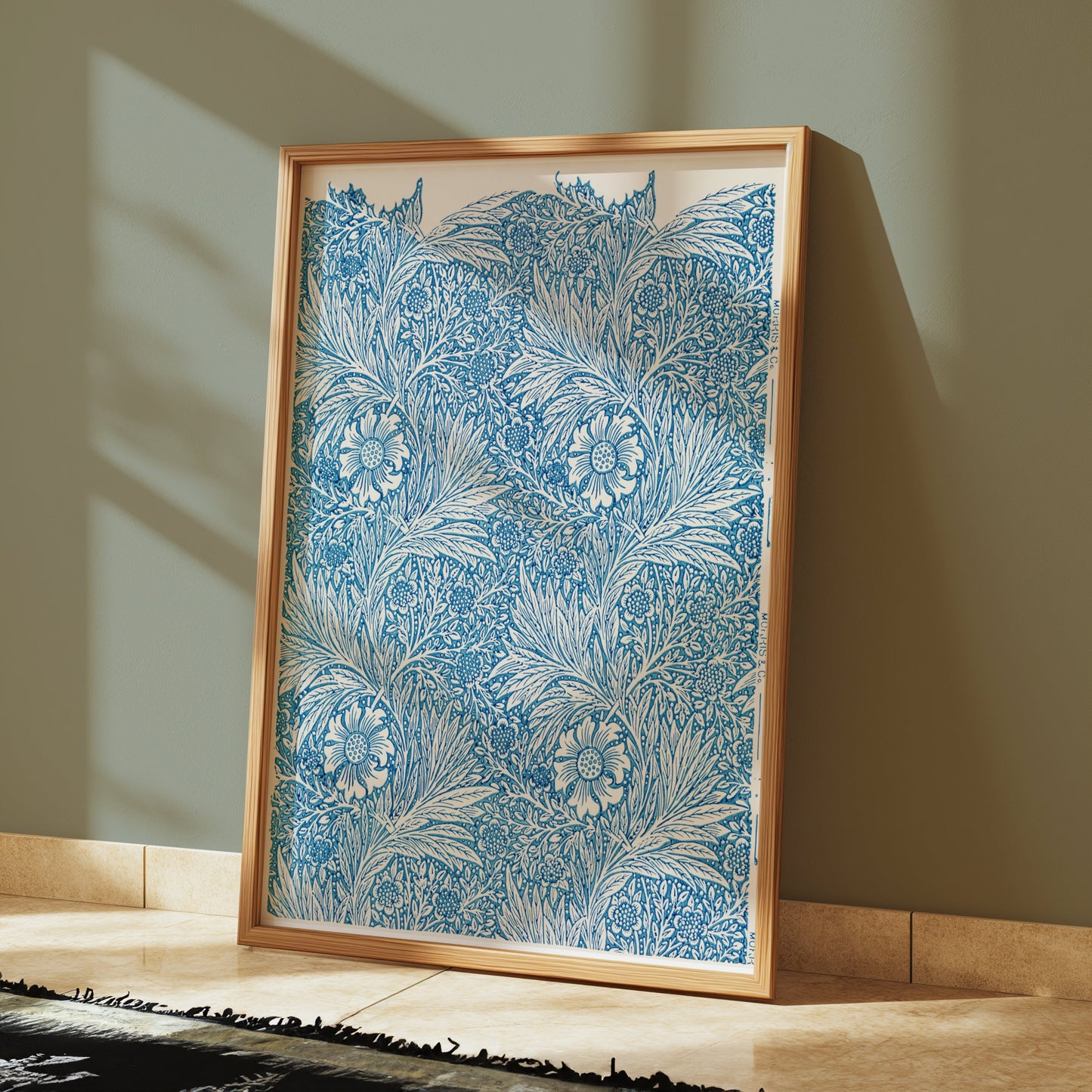 Premium Poster of William Morris Floral Design Blue Detailed Posters