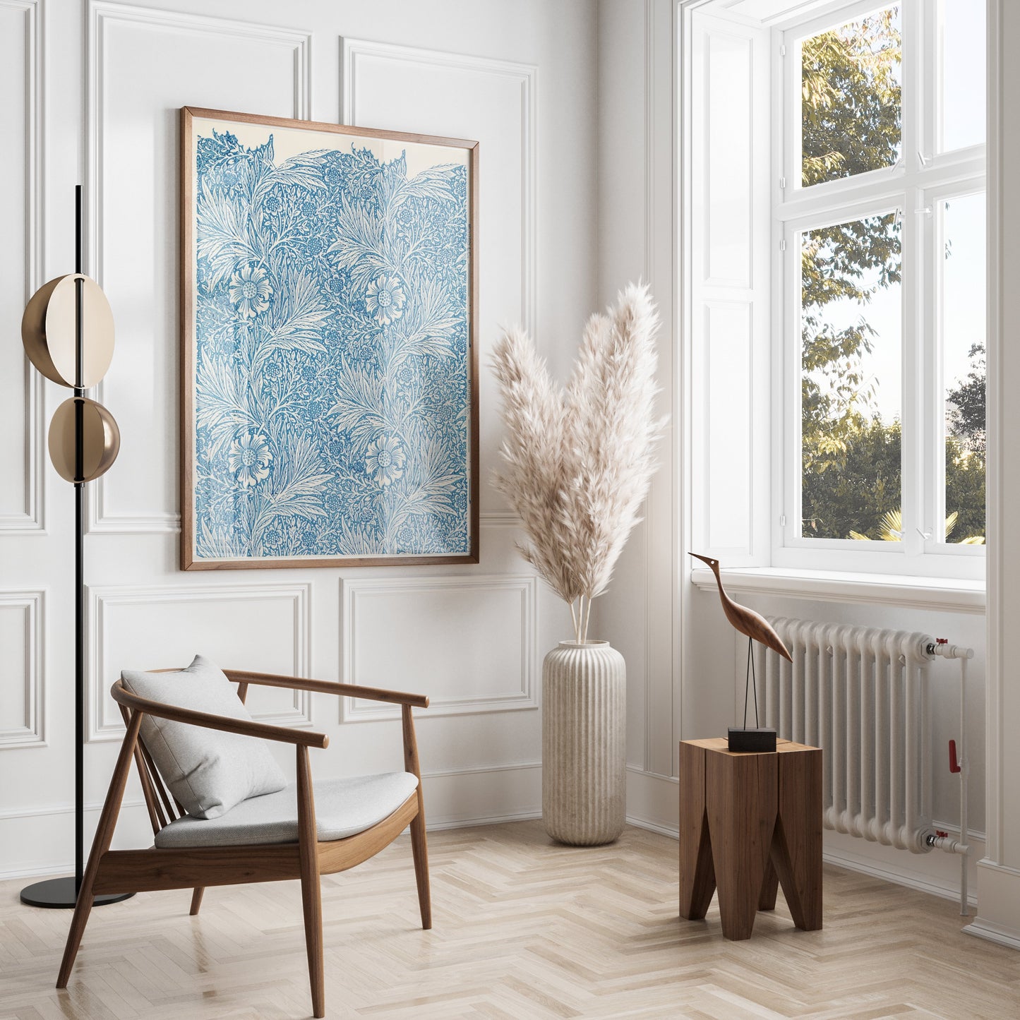 Premium Poster of William Morris Floral Design Blue Detailed Posters