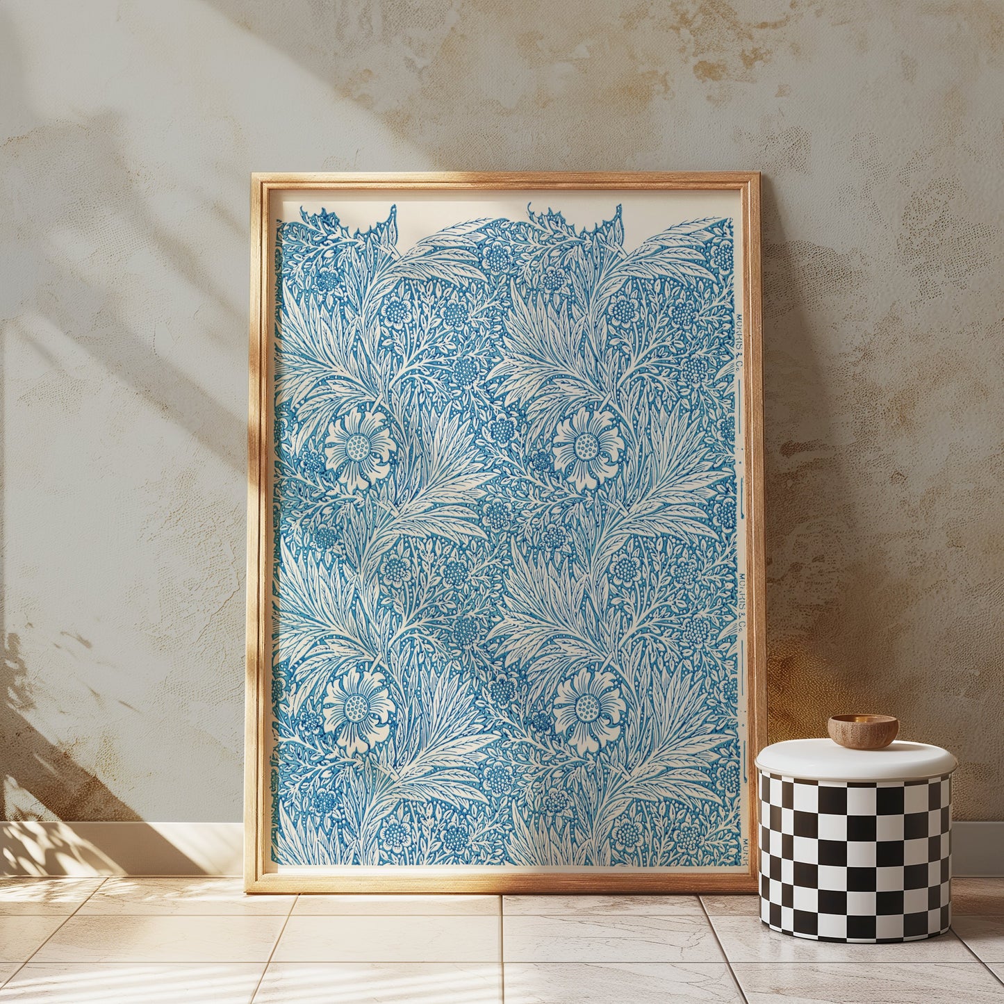 Premium Poster of William Morris Floral Design Blue Detailed Posters