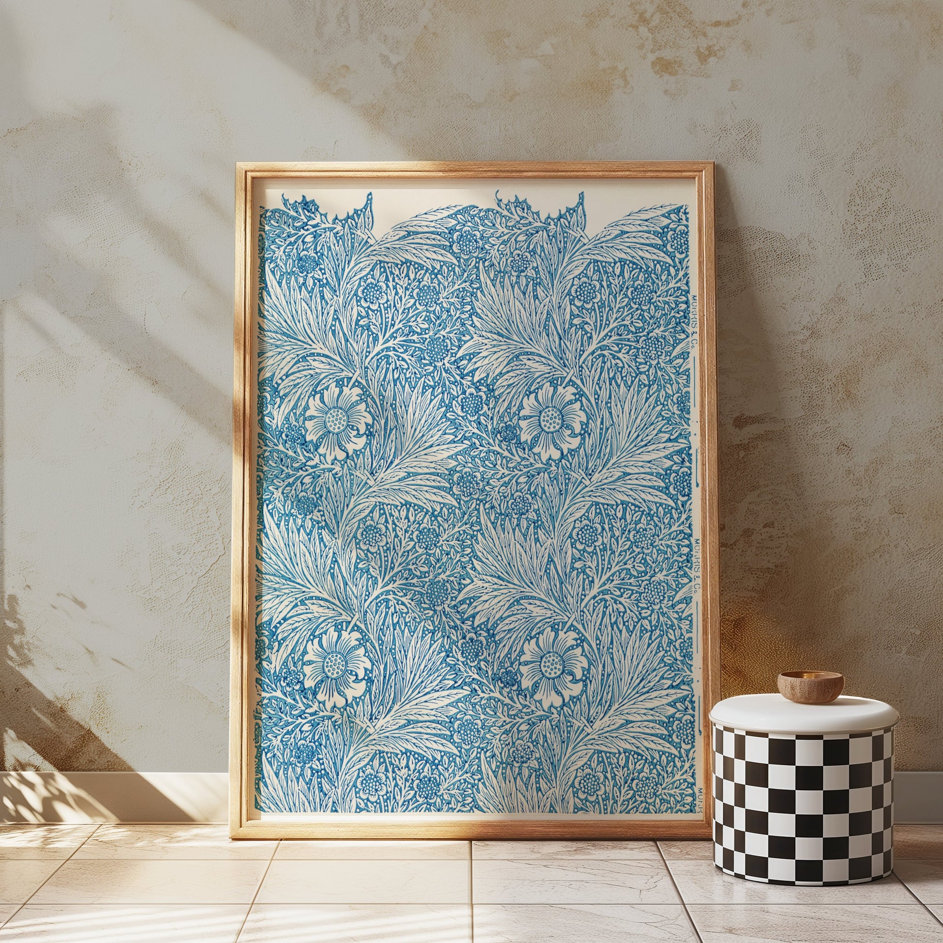 Premium Poster of William Morris Floral Design Blue Detailed Posters