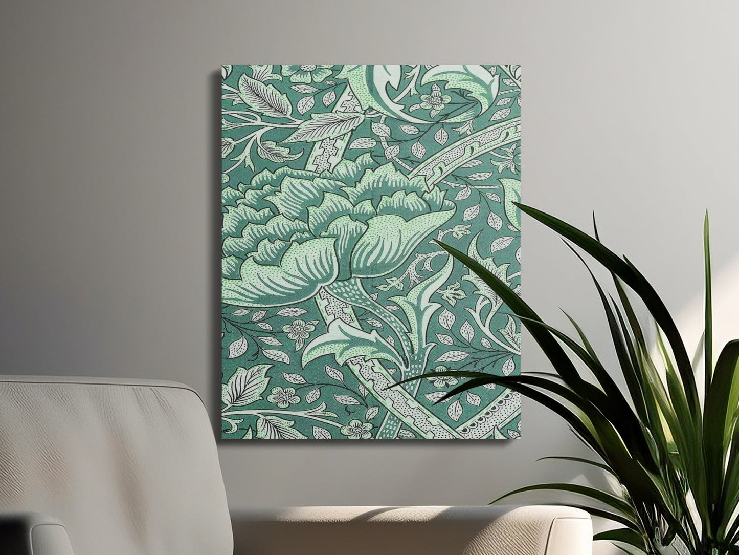 Premium Poster of William Morris Floral Garden Green Leaves Canvas Wraps