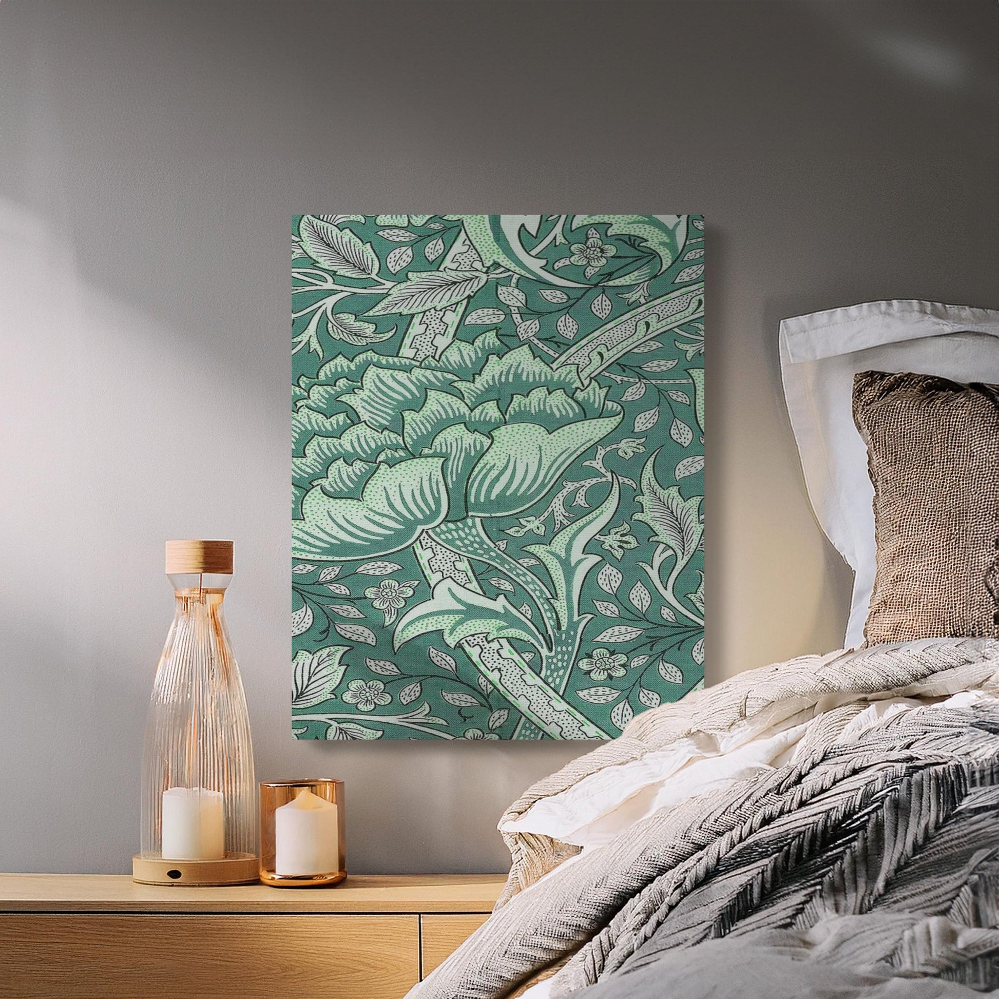 Premium Poster of William Morris Floral Garden Green Leaves Canvas Wraps