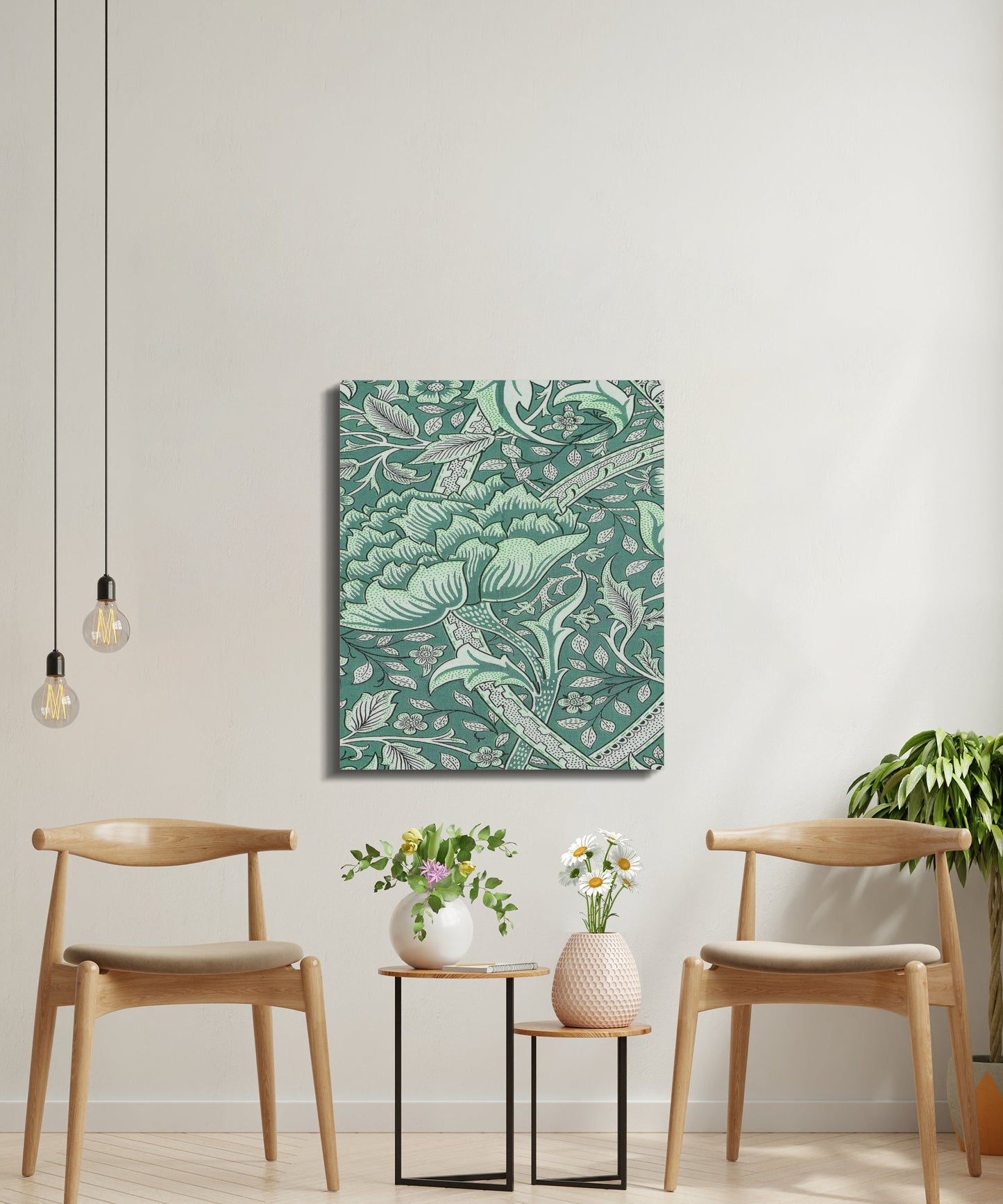Premium Poster of William Morris Floral Garden Green Leaves Canvas Wraps