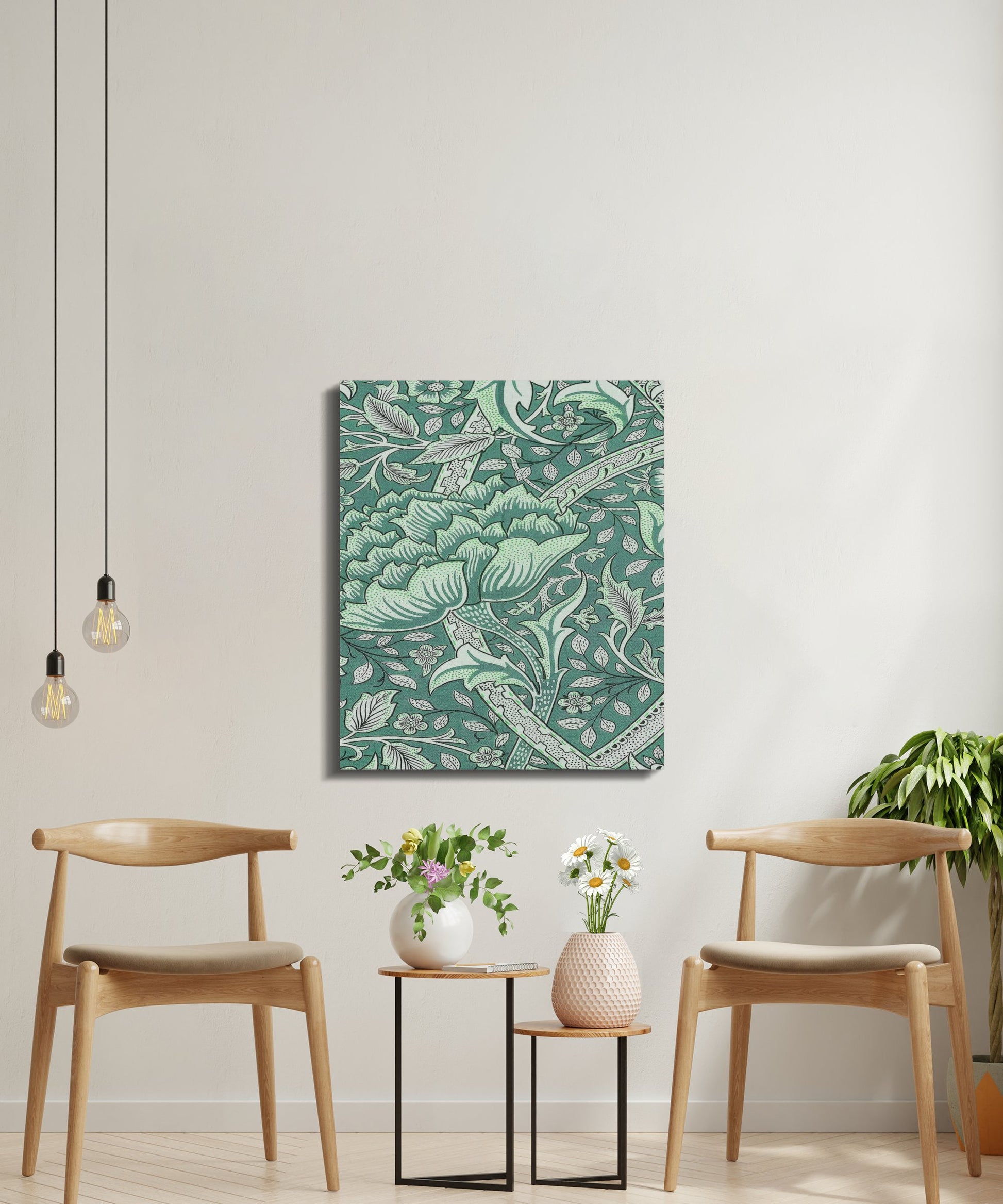 Premium Poster of William Morris Floral Garden Green Leaves Canvas Wraps