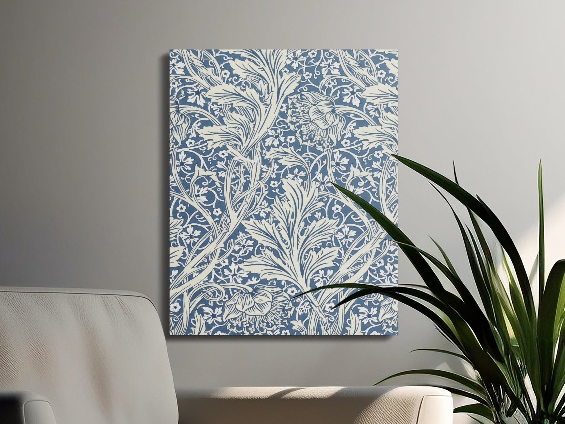 Premium Poster of William Morris Floral Pattern Blue Canvas Wraps