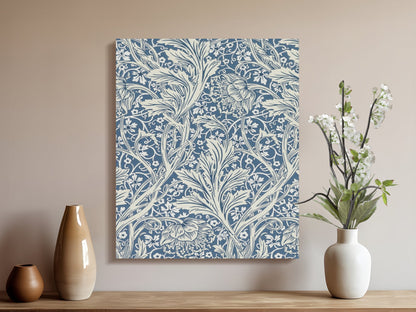 Premium Poster of William Morris Floral Pattern Blue Canvas Wraps