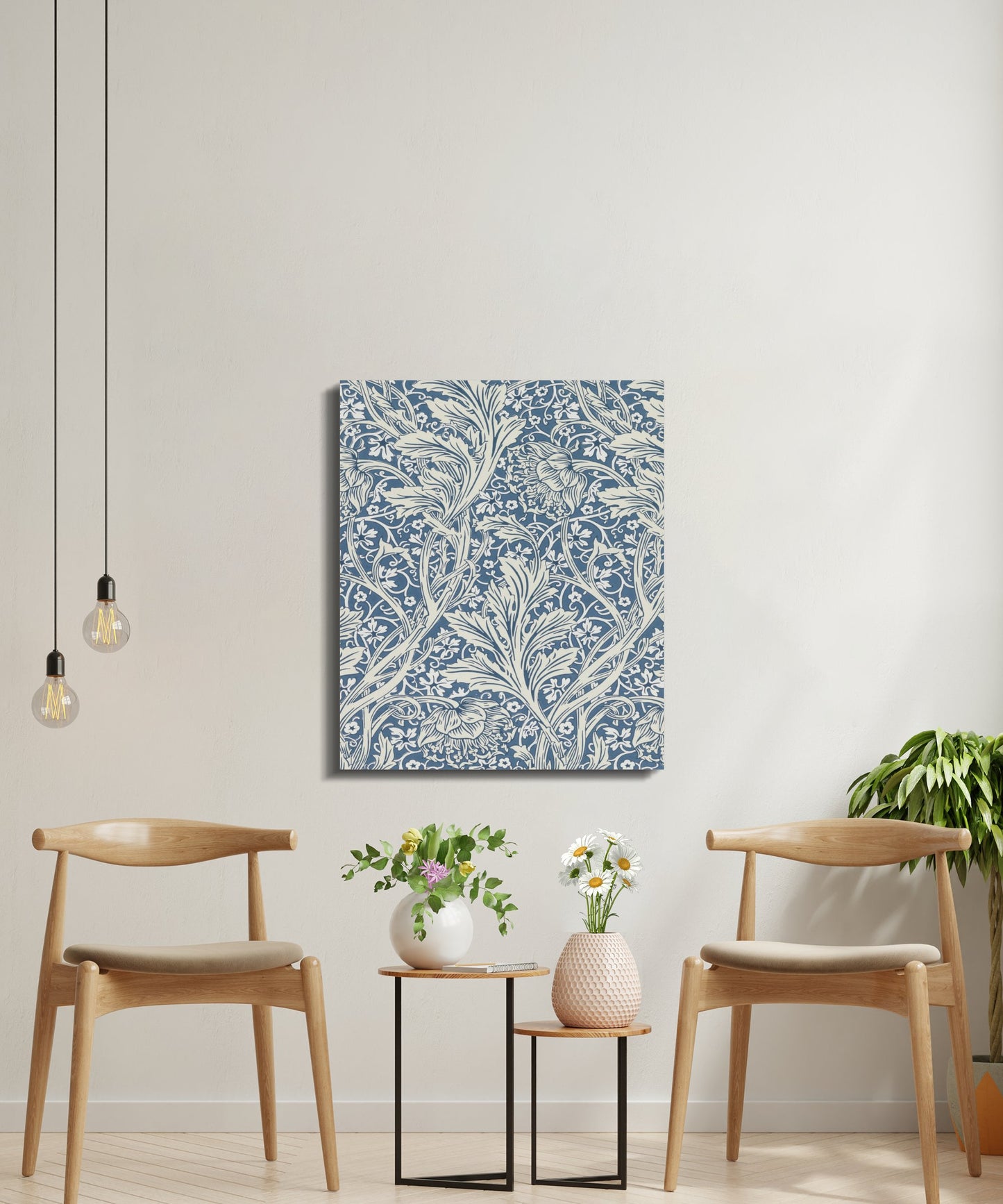 Premium Poster of William Morris Floral Pattern Blue Canvas Wraps