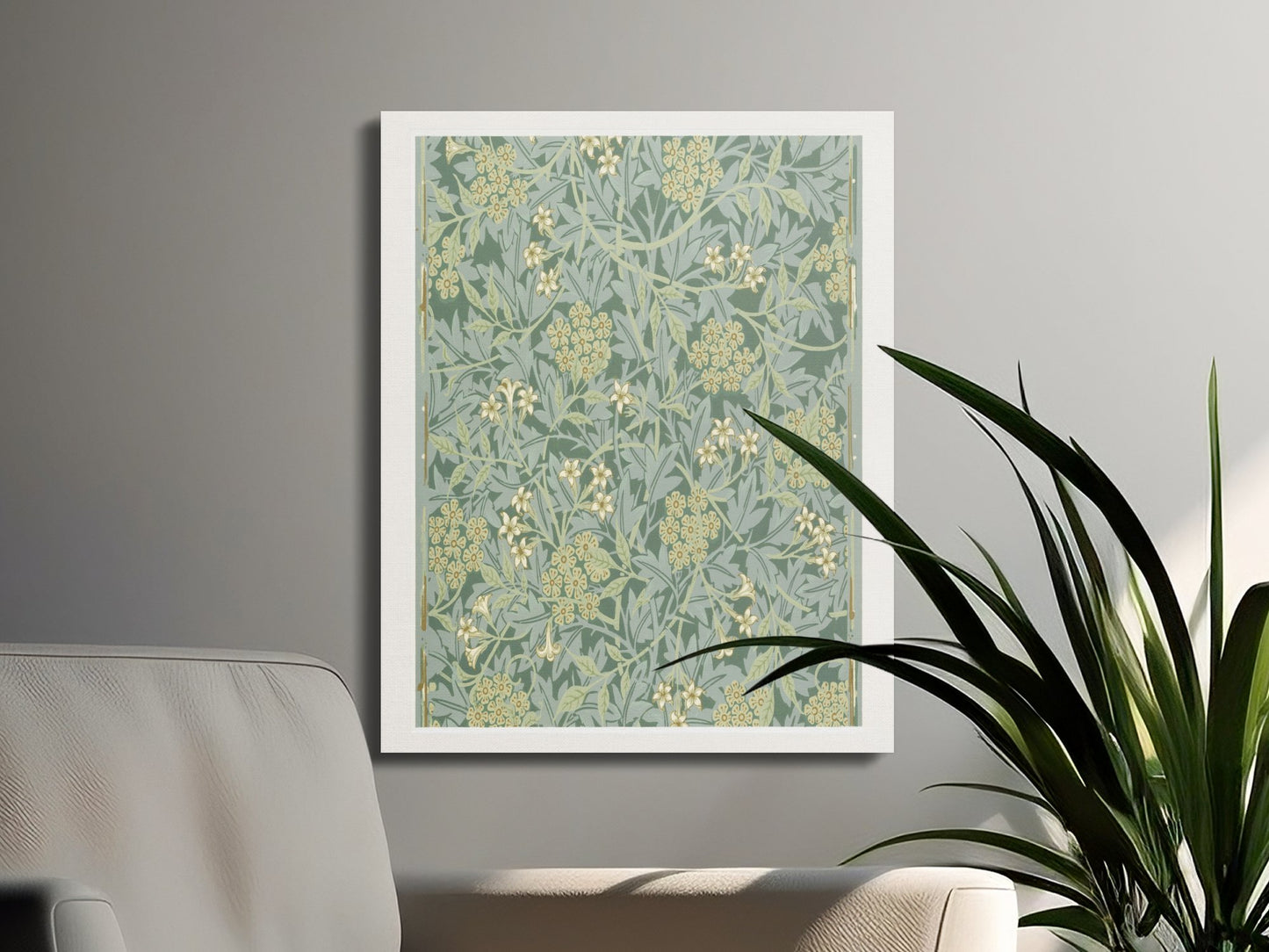 Premium Poster of William Morris Floral Patterned Green Canvas Wraps