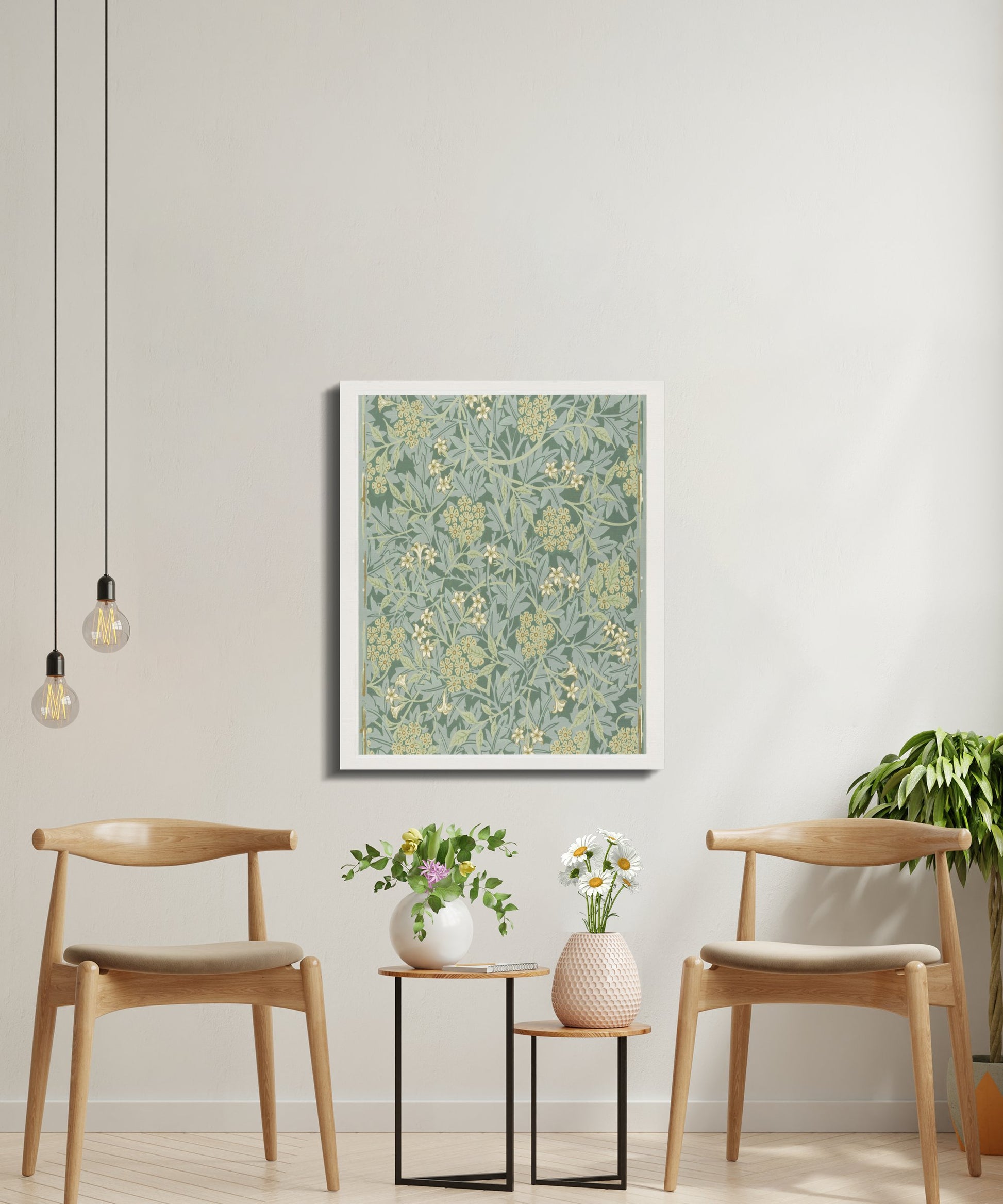 Premium Poster of William Morris Floral Patterned Green Canvas Wraps