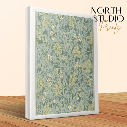 Premium Poster of William Morris Floral Patterned Green Canvas Wraps