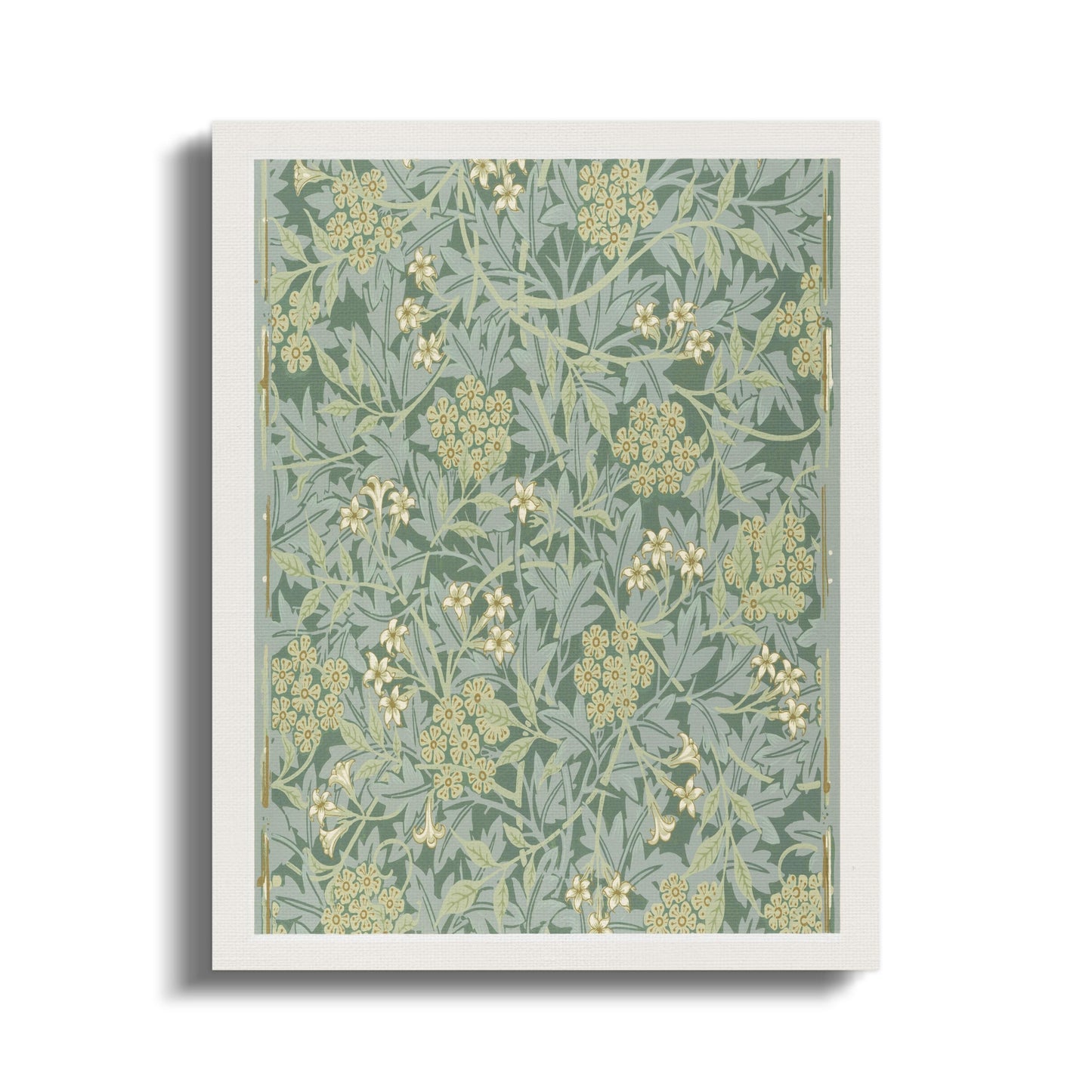 Premium Poster of William Morris Floral Patterned Green Canvas Wraps