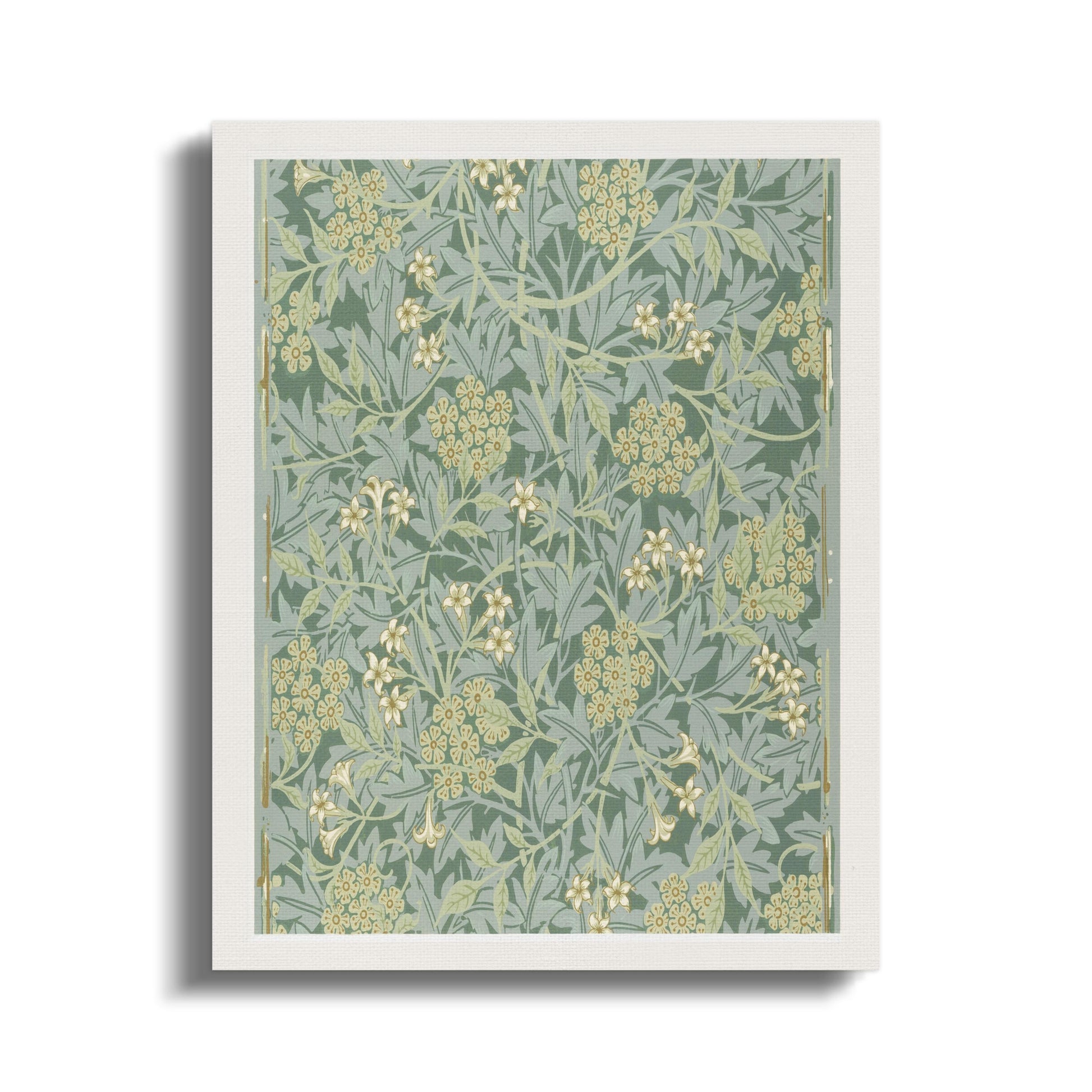 Premium Poster of William Morris Floral Patterned Green Canvas Wraps