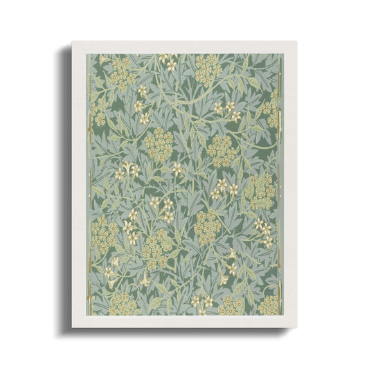 Premium Poster of William Morris Floral Patterned Green Canvas Wraps