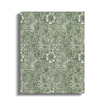 William Morris green floral pattern canvas wrap featuring intricate botanical designs with vintage-inspired green leaves and flowers.