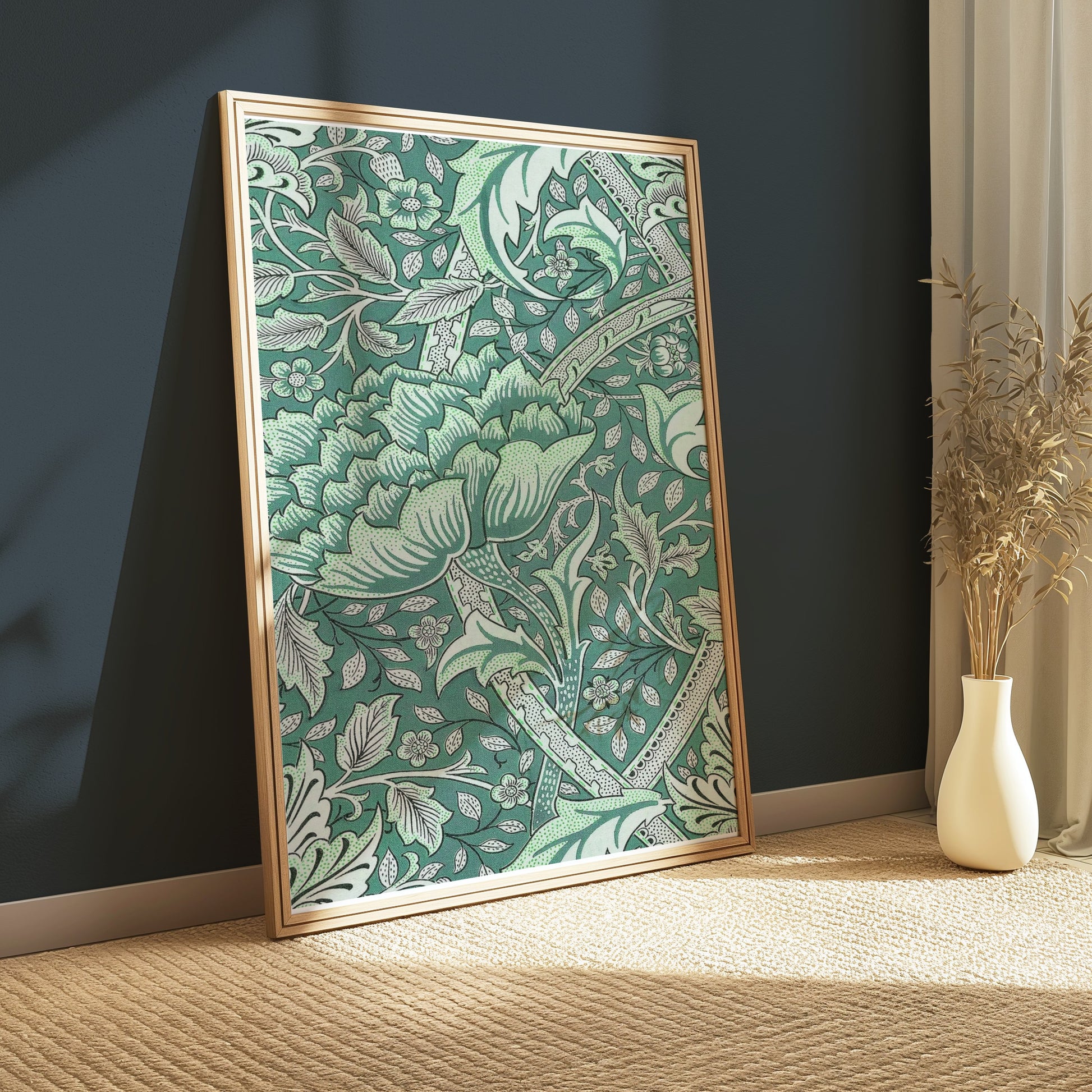 Premium Poster of William Morris Inspired Floral Green Art Posters