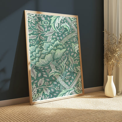 Premium Poster of William Morris Inspired Floral Green Art Posters