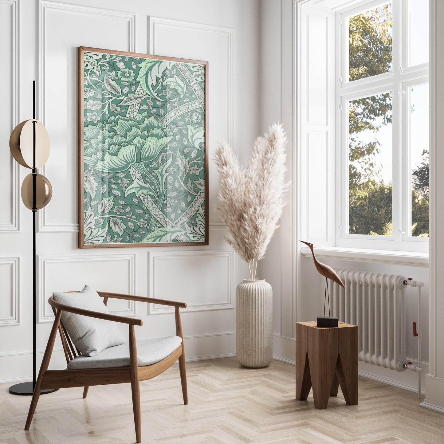Premium Poster of William Morris Inspired Floral Green Art Posters