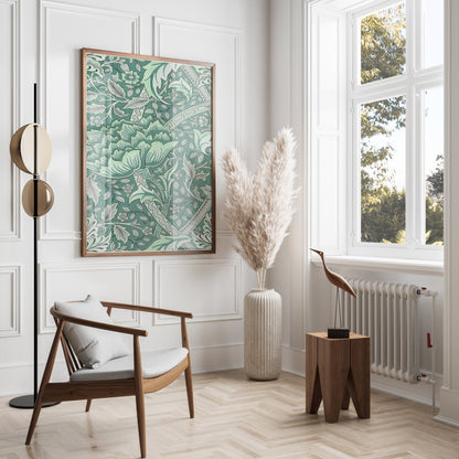 Premium Poster of William Morris Inspired Floral Green Art Posters