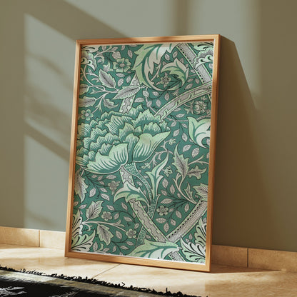 Premium Poster of William Morris Inspired Floral Green Art Posters