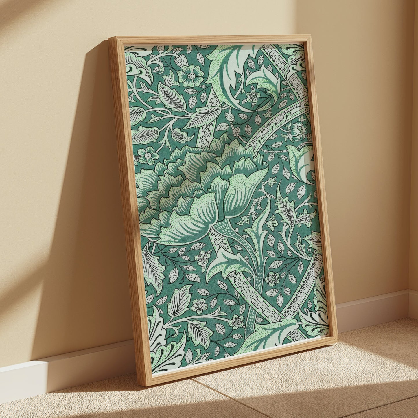 Premium Poster of William Morris Inspired Floral Green Art Posters