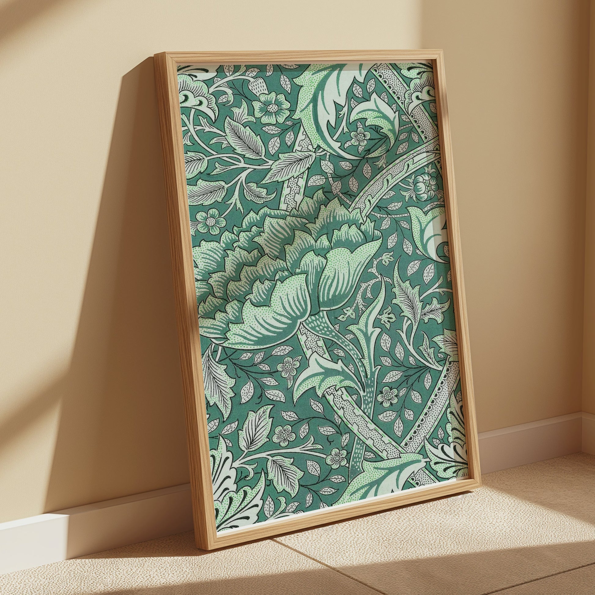 Premium Poster of William Morris Inspired Floral Green Art Posters