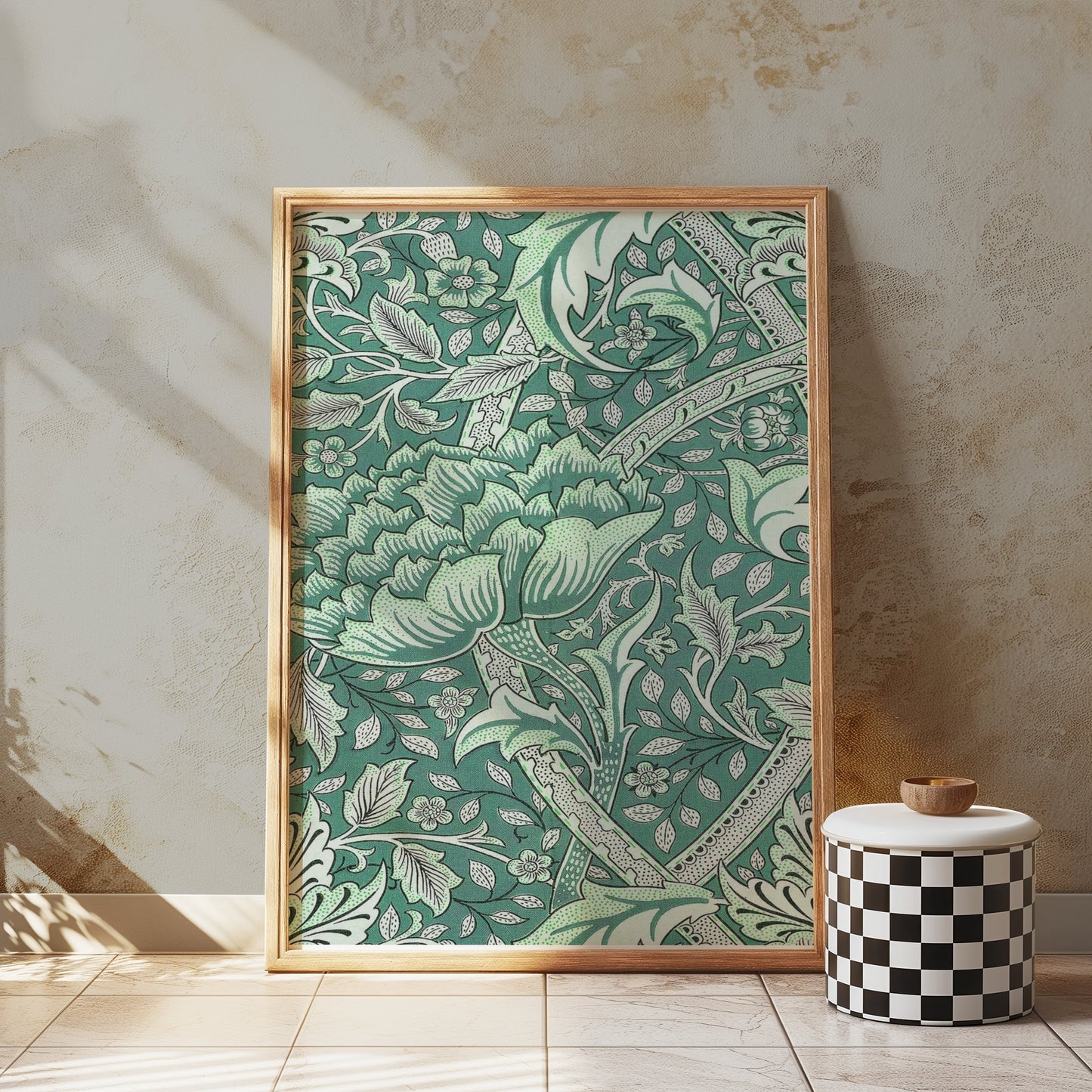 Premium Poster of William Morris Inspired Floral Green Art Posters