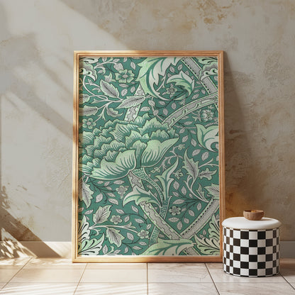 Premium Poster of William Morris Inspired Floral Green Art Posters