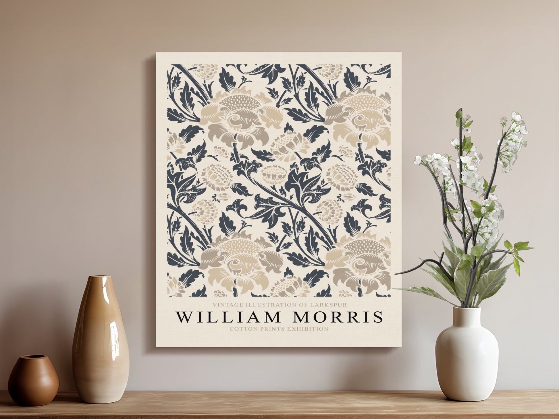 Premium Poster of William Morris Larkspur Illustration Canvas Wraps