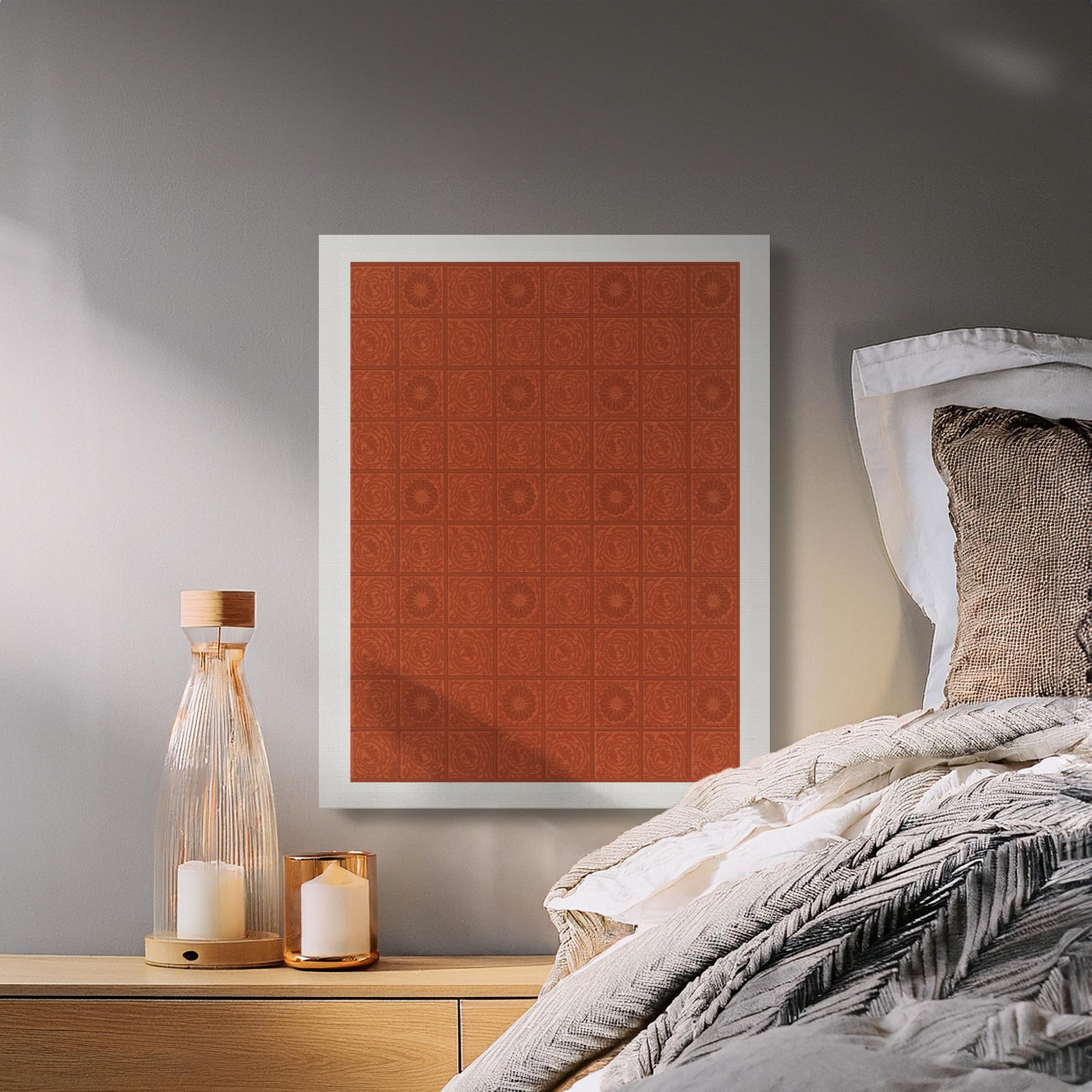 Premium Poster of William Morris Red Pattern Design Canvas Wraps