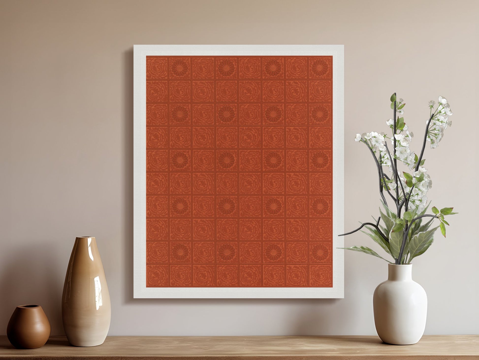 Premium Poster of William Morris Red Pattern Design Canvas Wraps
