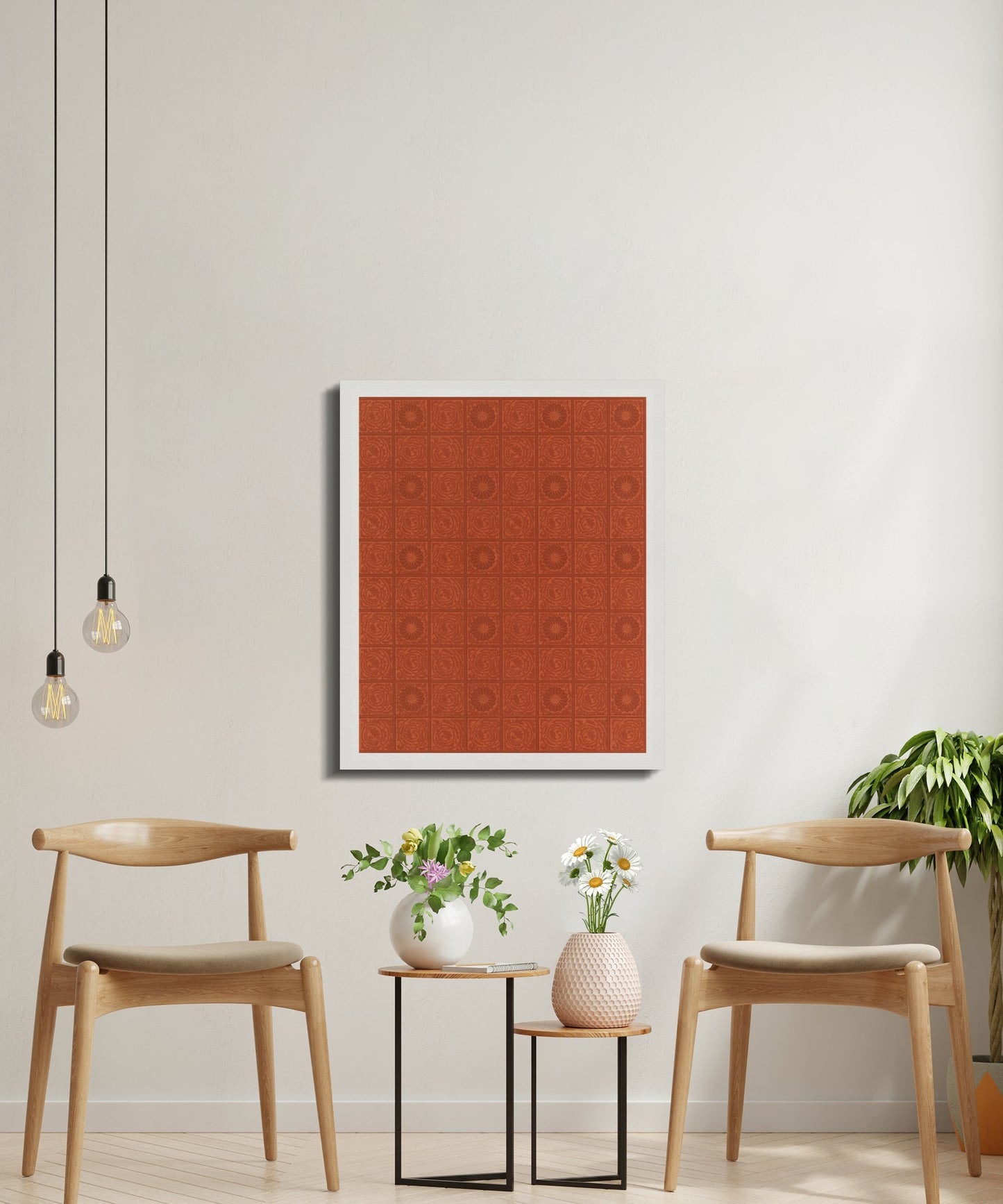 Premium Poster of William Morris Red Pattern Design Canvas Wraps