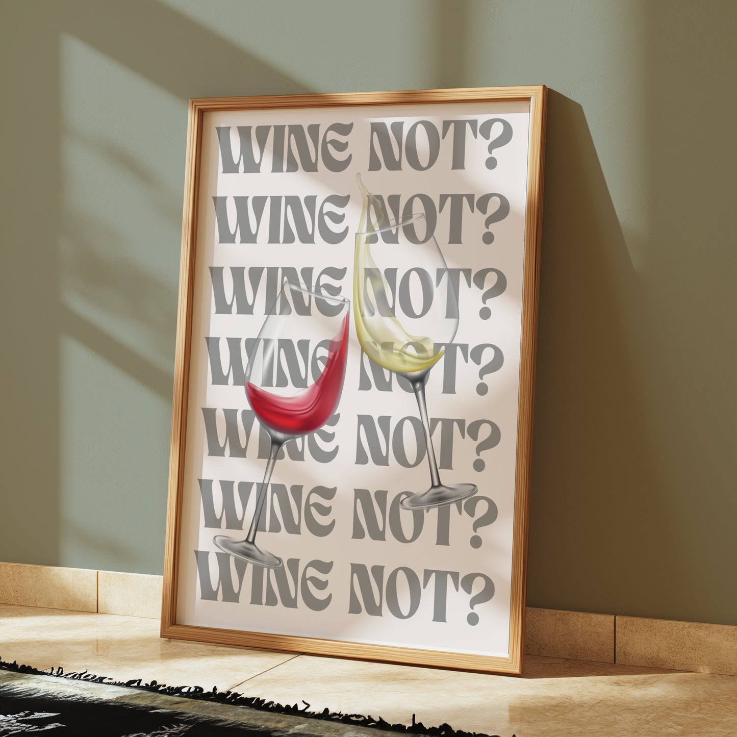 Premium Poster of Wine Not with Red and White Wine Glasses Posters