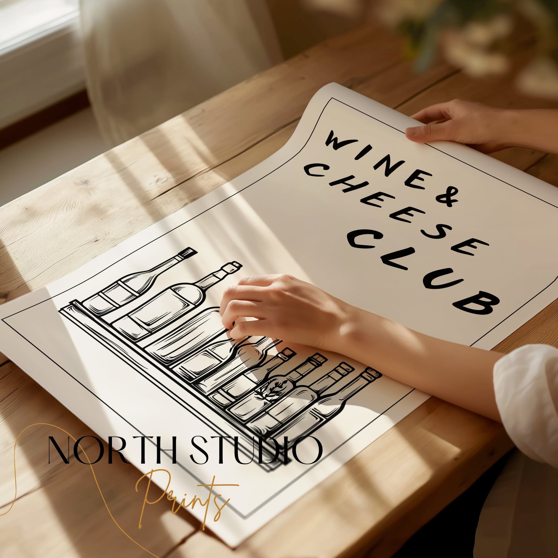 Premium Poster of Wine and Cheese Club Poster with Assorted Bottles Posters