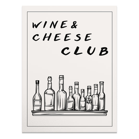 Premium Poster of Wine and Cheese Club Poster with Assorted Bottles Posters