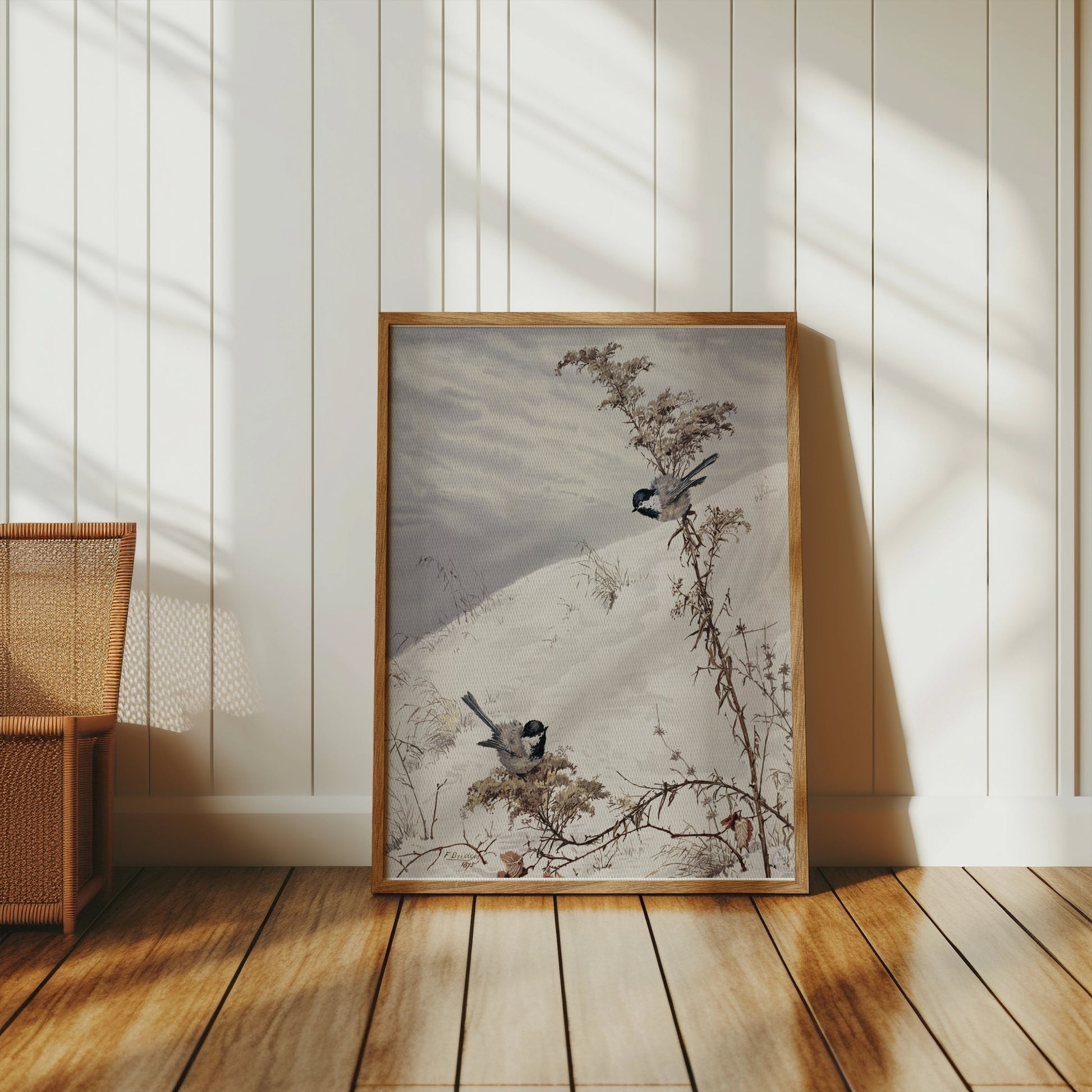 Premium Poster of Winter Birds on Snowy Branch Scene Posters