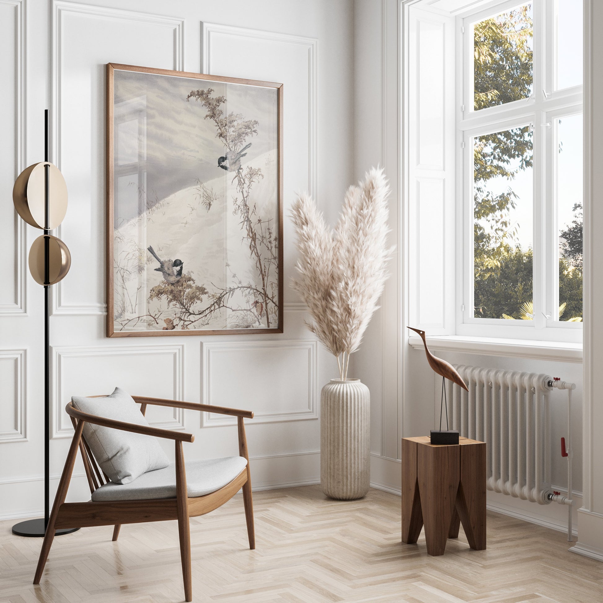 Premium Poster of Winter Birds on Snowy Branch Scene Posters