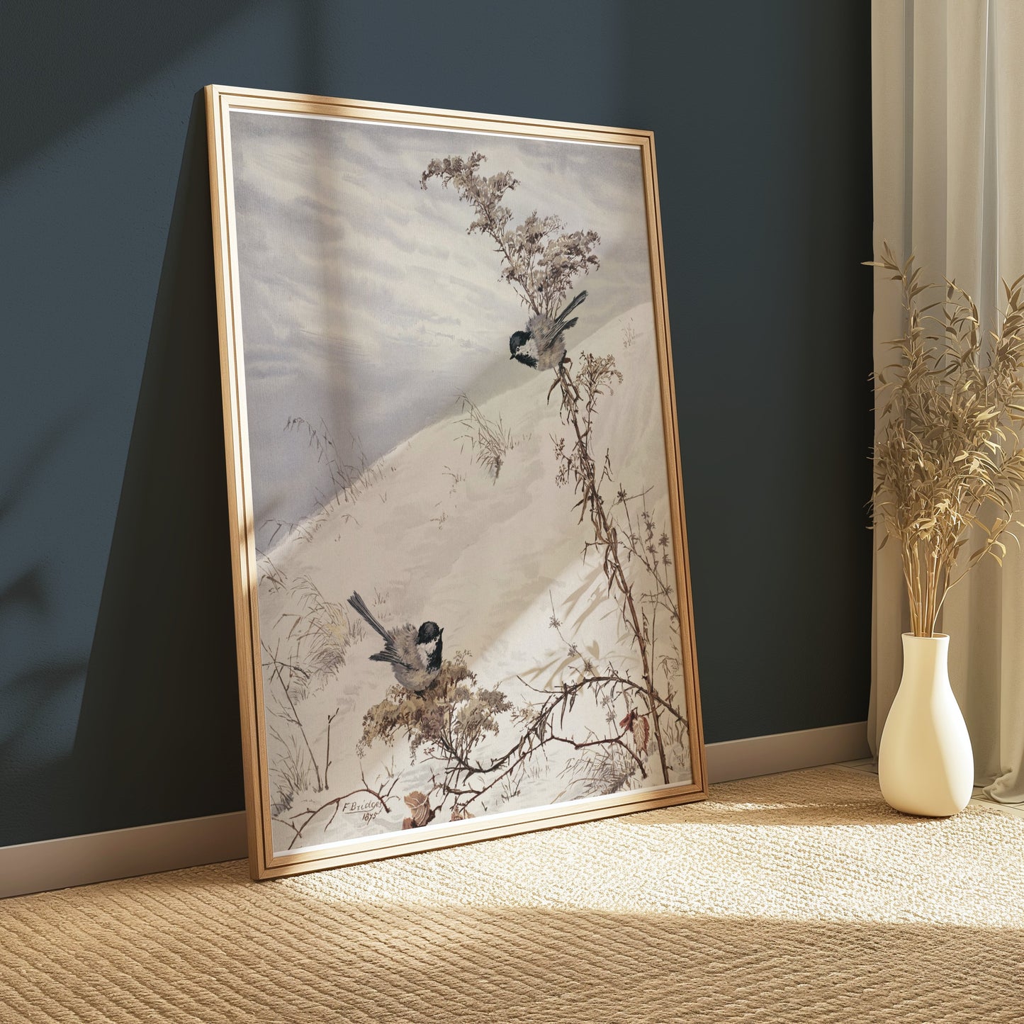 Premium Poster of Winter Landscape With Birds Art Print Posters