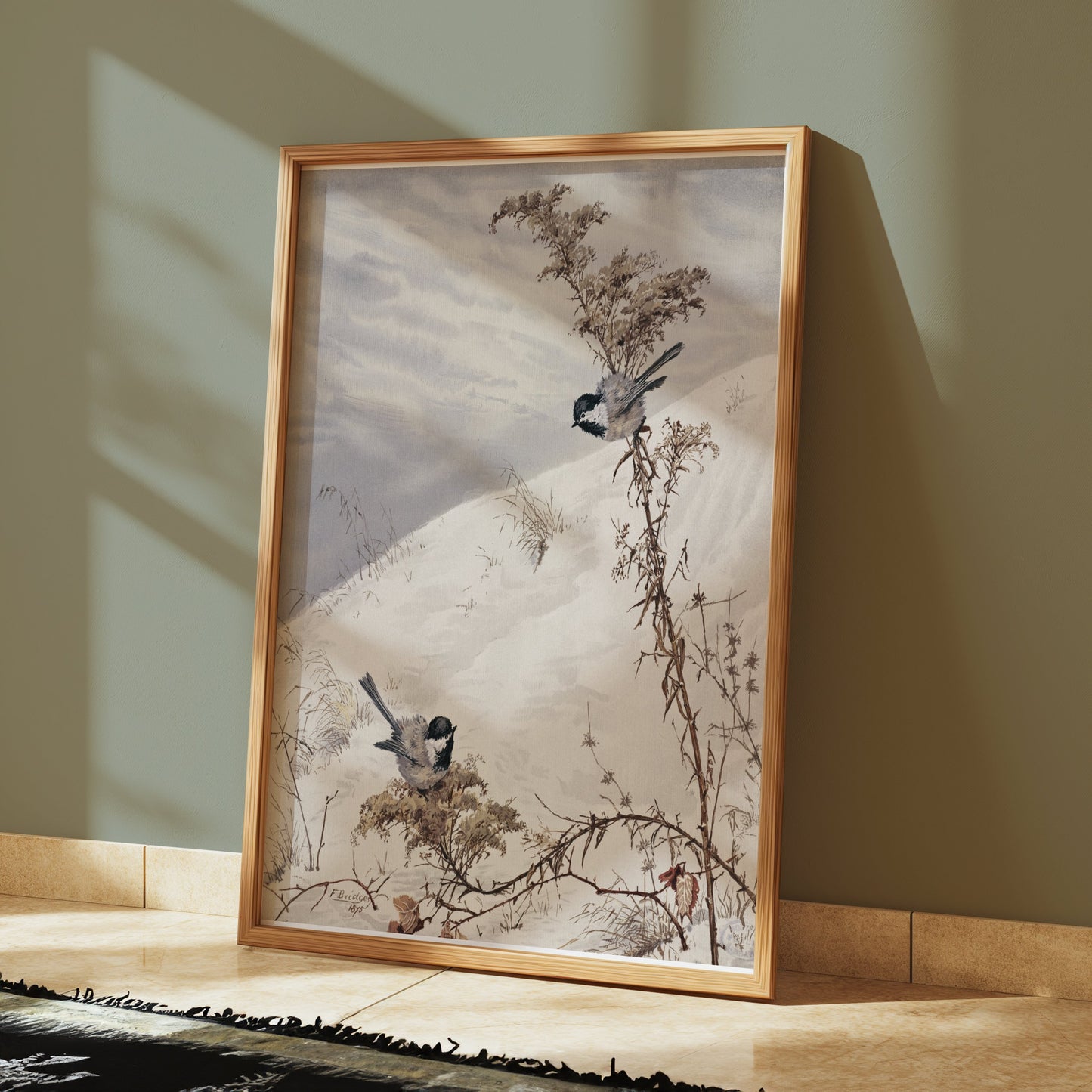 Premium Poster of Winter Landscape With Birds Art Print Posters