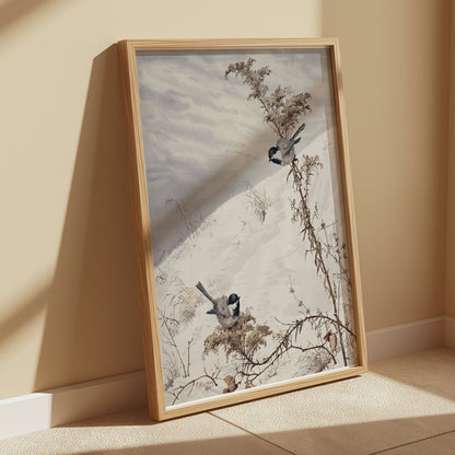 Premium Poster of Winter Landscape With Birds Art Print Posters