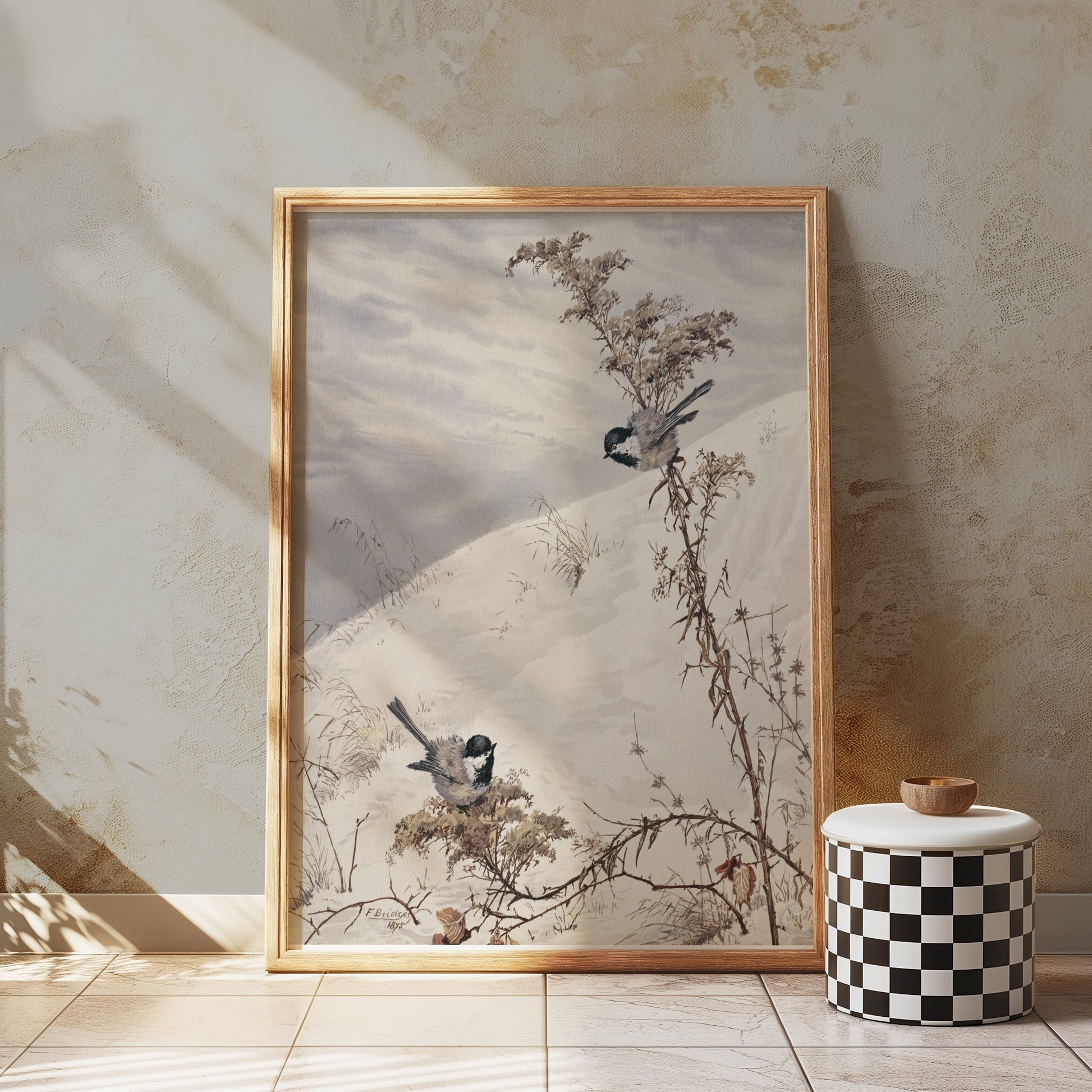 Premium Poster of Winter Landscape With Birds Art Print Posters