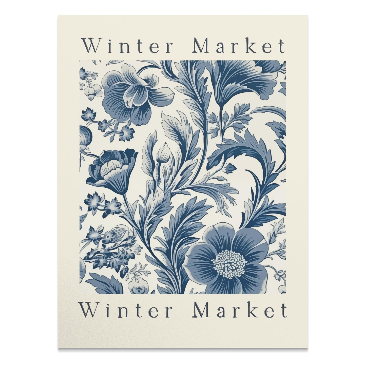 Premium Poster of Winter Market Floral Design Blue and White Art Posters