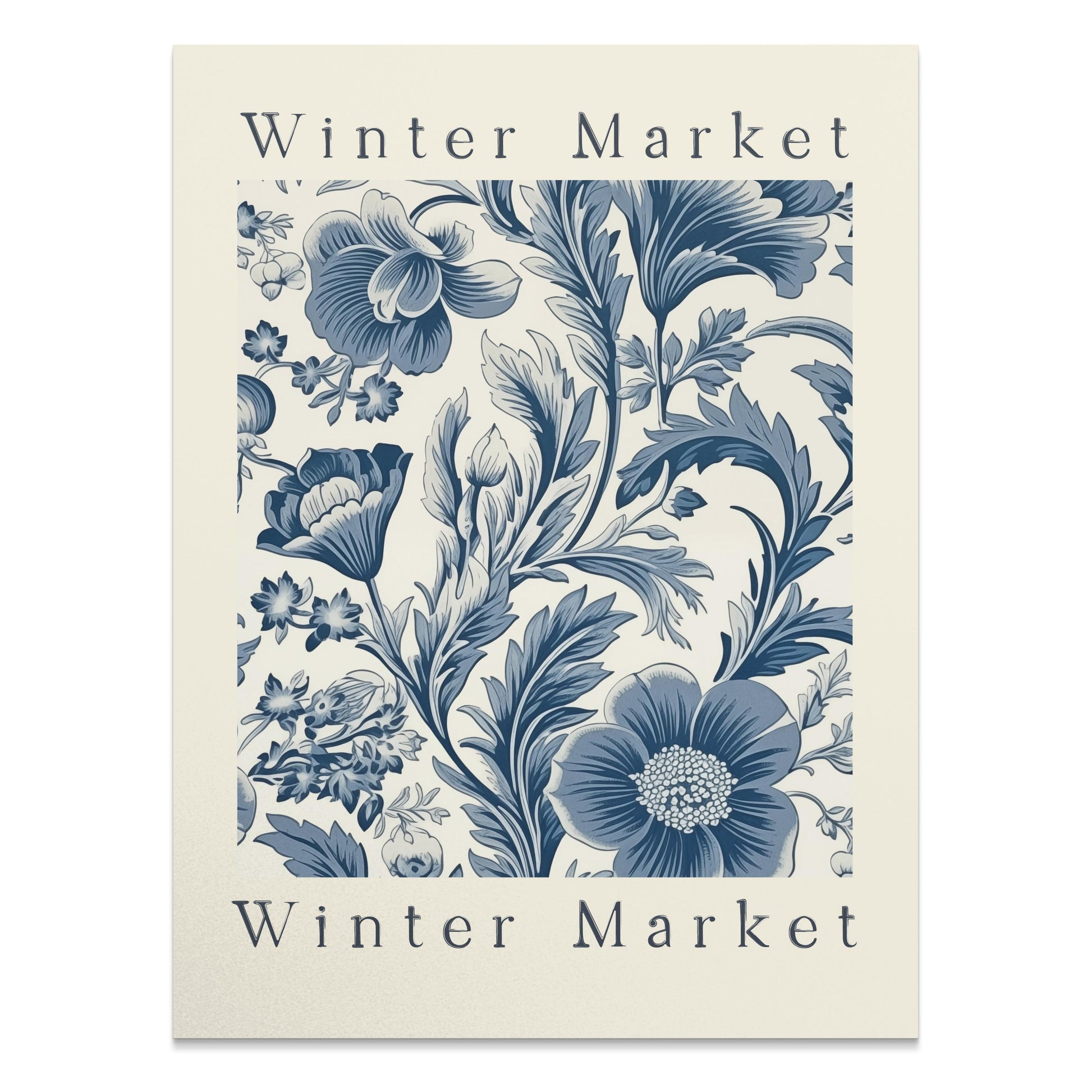 Premium Poster of Winter Market Floral Design Blue and White Art Posters